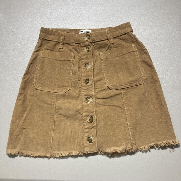 Show Me Your Mumu Sedona Brown Button Front Corduroy Mini Skirt Women's XS EUC - Picture 7 of 12